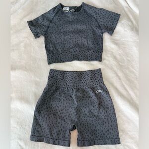 AYBL Charcoal Leopard Print Workout Set